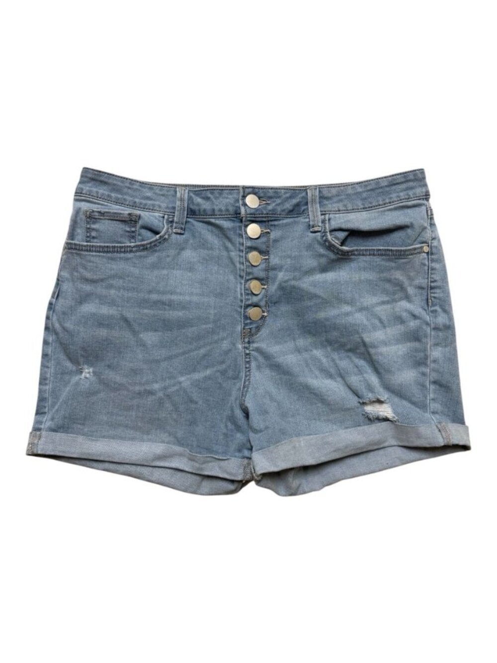a.n.a Denim Shorts Womens 14 Light Wash Button Fly Stretch Cuffed